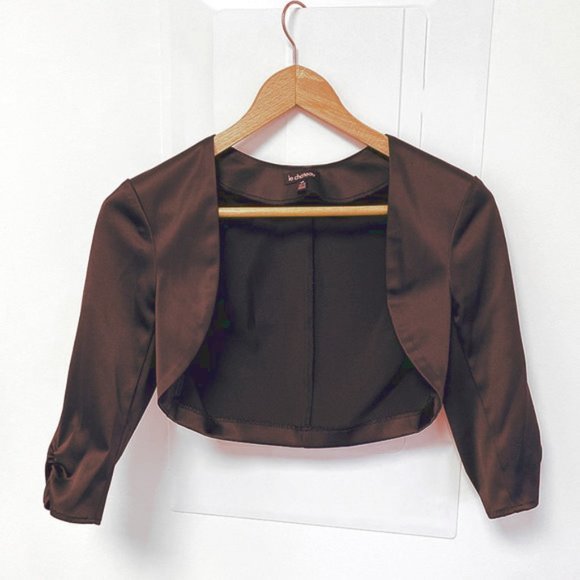 le chateau Jackets & Blazers - VTG Y2K Whimsigoth le chateau Brown Bolero Jacket 3/4 Sleeve Made in Canada XS